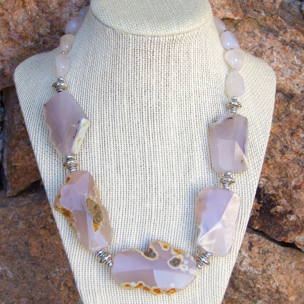 Chunky #Pink Agate with Rind #Necklace! via @ShadowDogDesign #cctag #MothersDay #Handmade #GemstoneNecklace     bit.ly/PicturePerfect…
