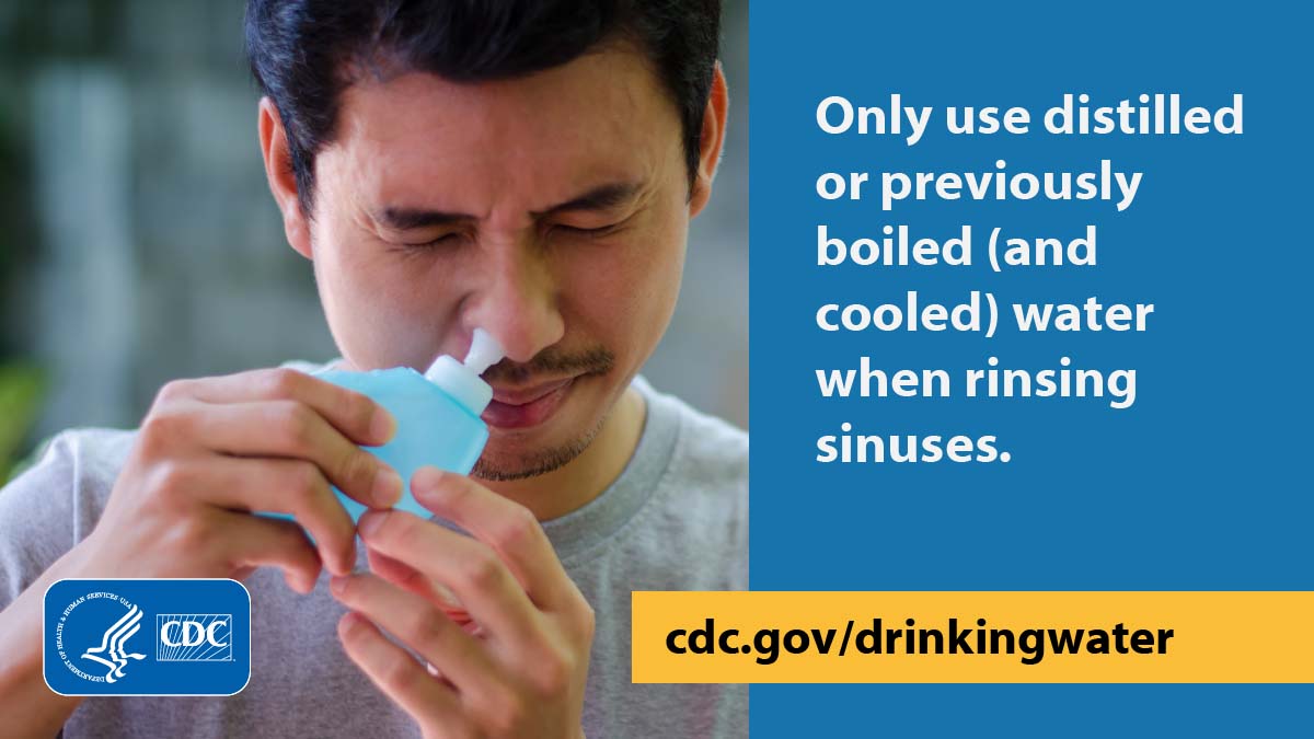 Some germs that grow in water pipes can make you sick if they go up your nose. To avoid getting sick, never use water straight from the tap to rinse your sinuses: bit.ly/42ieJcO