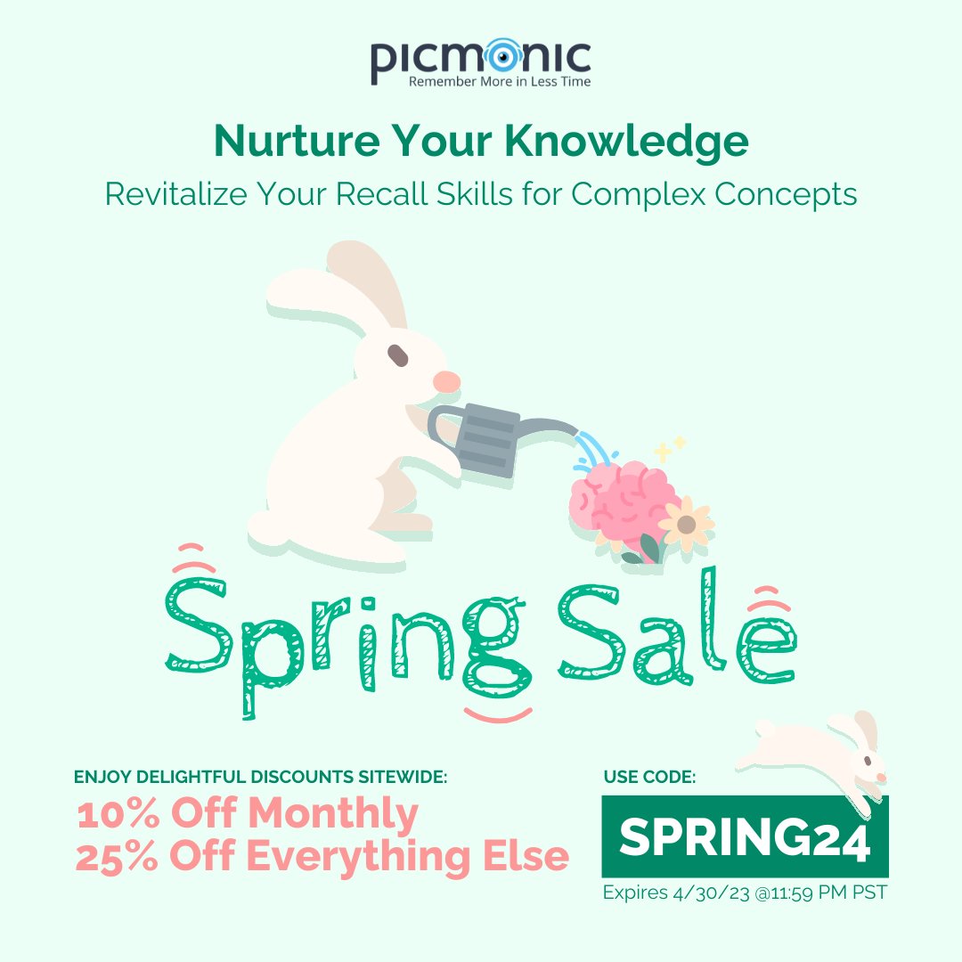 Don’t miss out this season! 🌼 Enjoy delightful discounts sitewide: -10% Off Monthly Subscriptions -25% Off Semesterly Or Longer Subscriptions Use Code: SPRING24 | picmonic.info/spring-sale Expires April 30, 2024 at 11:59 PM US Pacific Time #sale #healthcare #healthcarestudent