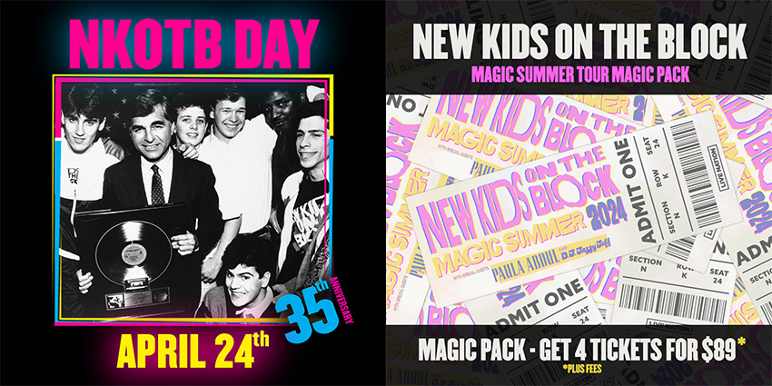 Register at bit.ly/3Qh7EpT for your chance to win tickets to see New Kids On the Block at Acrisure Arena on 7/6! Tickets are available for purchase at ticketmaster.com. Get 4 Magic Summer Tour tix for just $89.00 +fees starting Wed 4/26. #nkotbday  #nkotbmagicpack