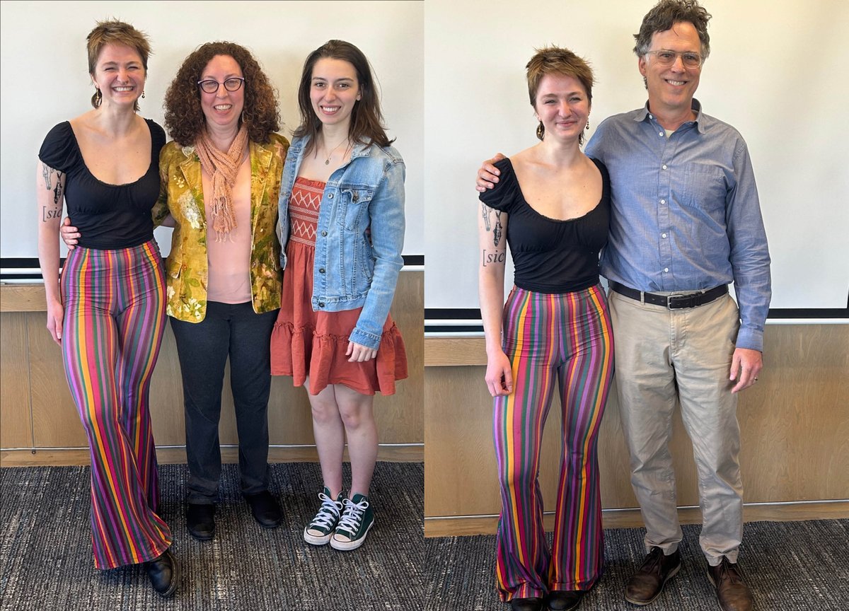 Congratulations to the honours students who presented at our symposium! Also, thank you to the many people who came & supported them at this event. Pic 1 (lt-rt): Dash Marinets, Prof. Diana Solomon, Alexia Ziskos Pic 2 (lt-rt): Dash Marinets & Prof. Peter Cramer #sfuenglish