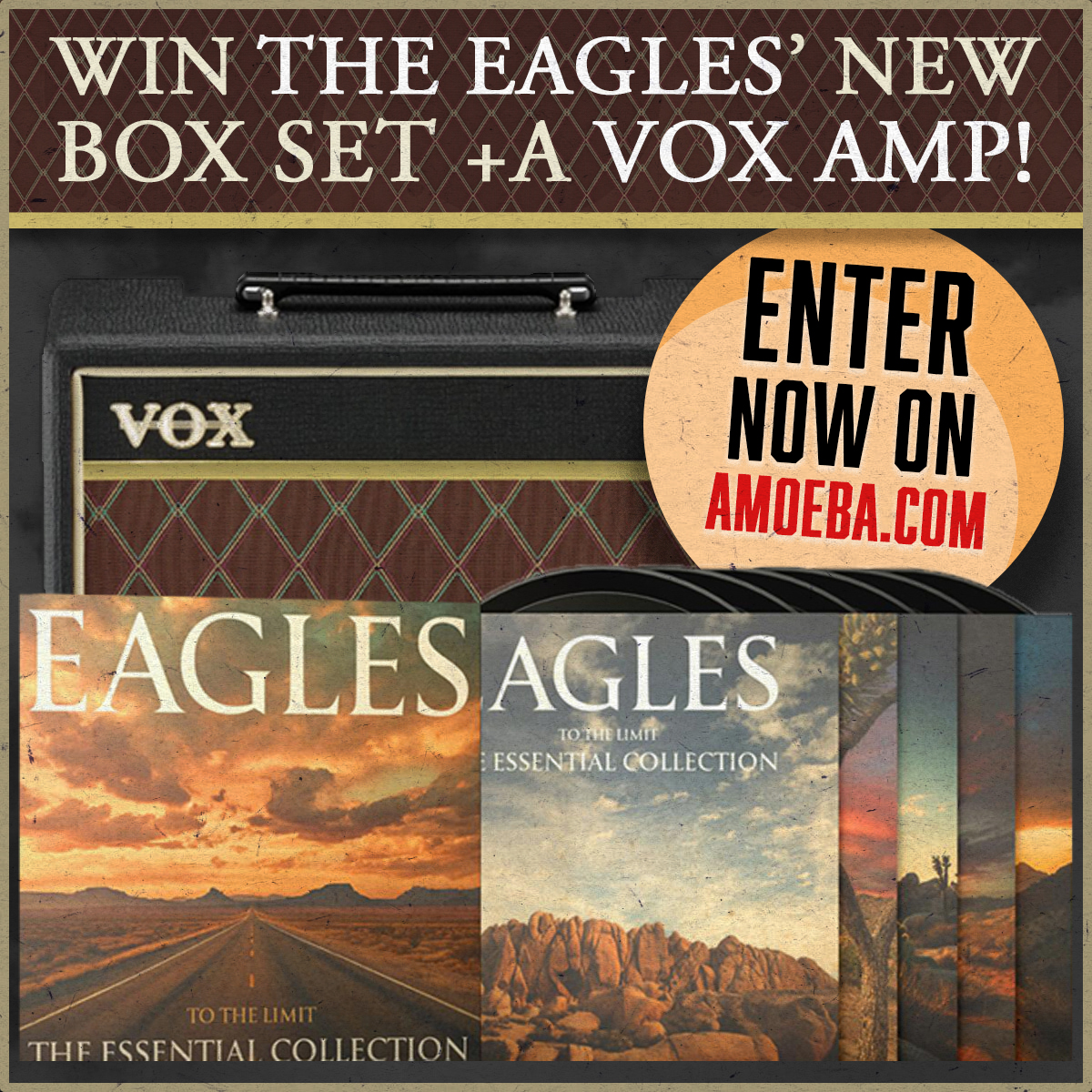 Just a few days left to win a copy of the Eagles' new career-spanning box set 'To The Limit: The Essential Collection' on deluxe 6LP 180-gram vinyl AND a Pathfinder 10 amp from @VOXamps! 🎸 ⚡️ Enter to win here: bit.ly/3UeIwlO [Contest ends April 25, 2024]