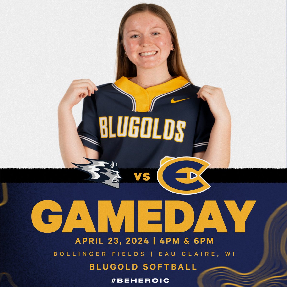 Back on the diamond for a clash with the Blue Devils! 🥎 Join us at Bollinger or follow along at blugolds.com! #RollGolds #BeHeroic