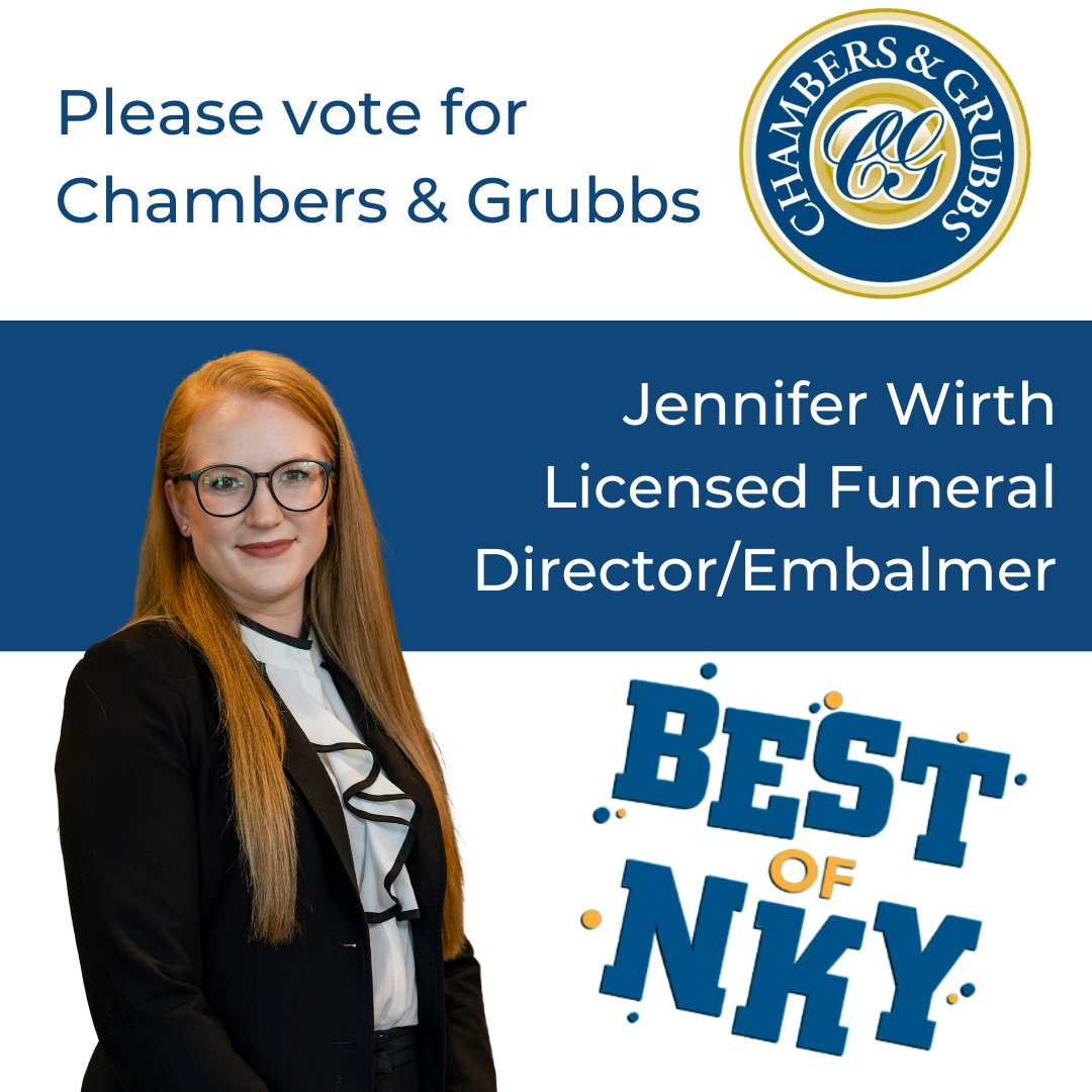 Chambers_Grubbs's tweet photo. We have 3 beautiful facilities to serve you in Boone &amp; Kenton counties, but it’s our team that makes us shine. Jennifer is one of those jewels. If you agree, please support us in the Best of NKY contest. Click here to vote &amp; scroll down to “Funeral Home:" https://t.co/fp8DE501bx https://t.co/RpKWboaBfF