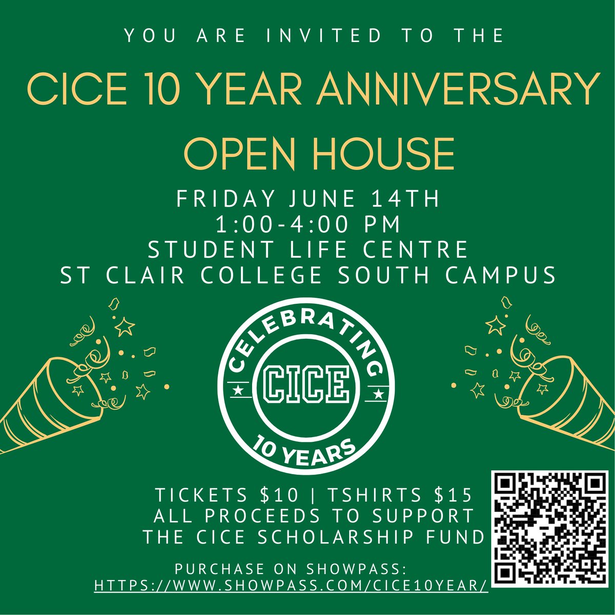 St. Clair College’s Community Integration through Cooperative Education (CICE) Program 10-Year Anniversary Open House. 🔗 showpass.com/cice10year/ All proceeds go toward supporting CICE Scholarship Fund. Join us as we celebrate a decade of excellence at St. Clair College! 🎓