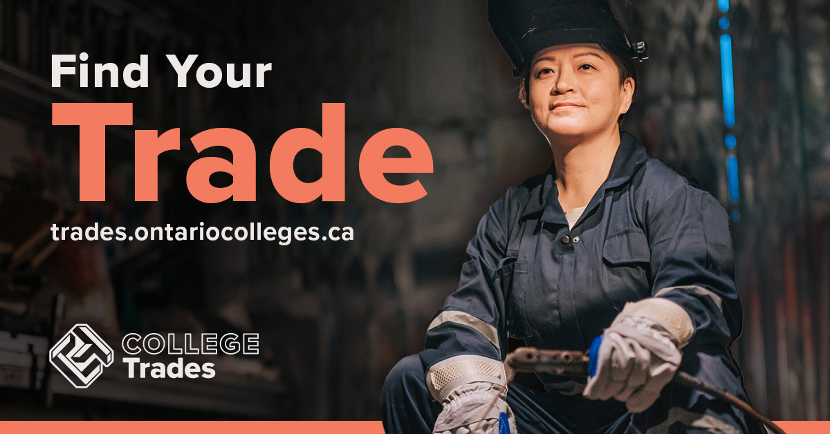 Are you curious about a skilled trade but aren't sure whether it's offered at one of Ontario's 24 public colleges? Visit our 'Find Your Trade' page at ow.ly/uQEA50Rk9tm to search now. #SkilledTrades #OntarioColleges #TradeSchool #FindYourTrade