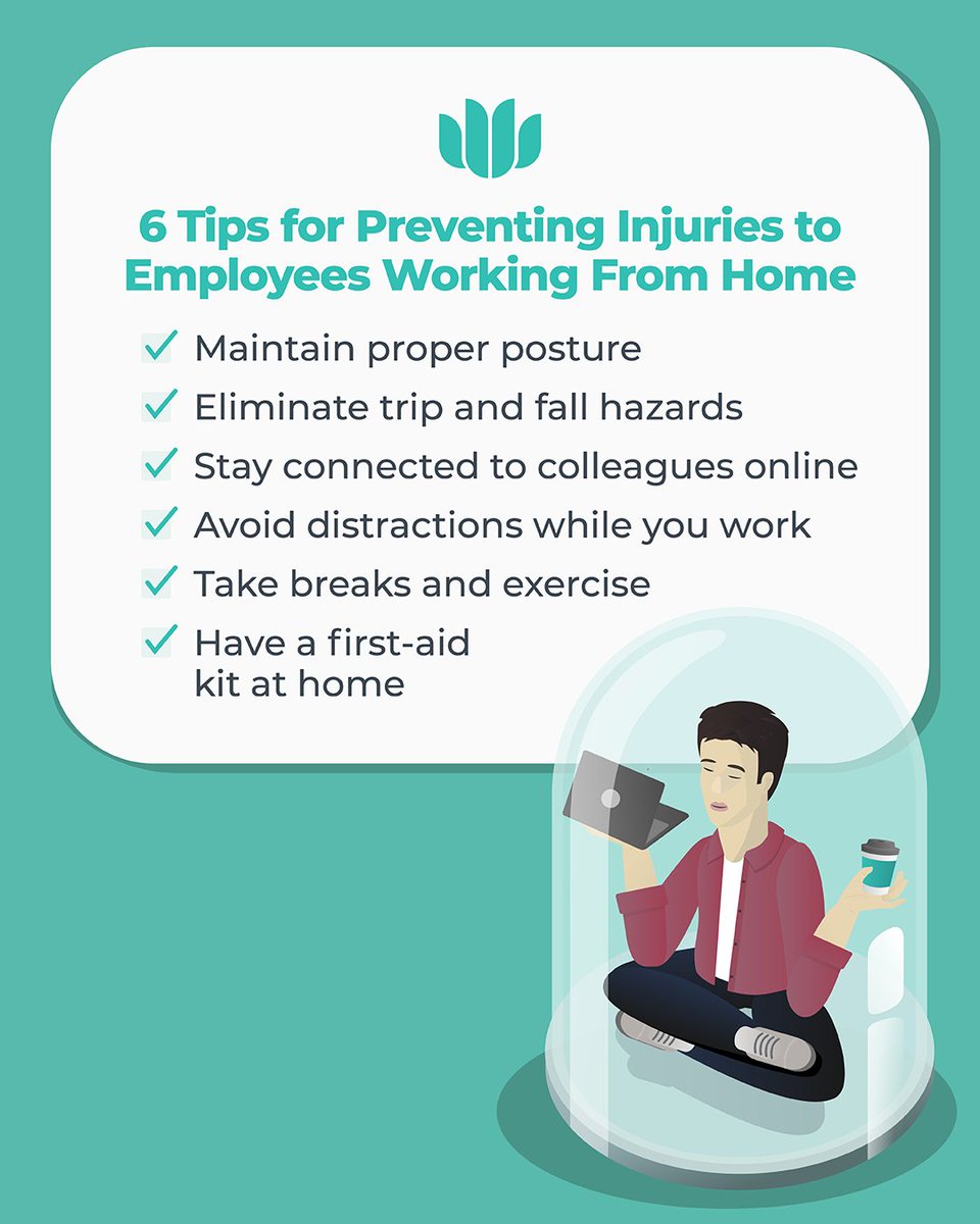 It’s critical to make sure your employees’ health and safety is top-of-mind, even if they #WorkFromHome. 

Here are 6 ways to prevent #WFH injuries to employees.

👉 ow.ly/H3Ul50Rl71m 💻 

#EmployersLiability #smallbusiness #BusinessInsurance #HomeBasedBusiness #Canada