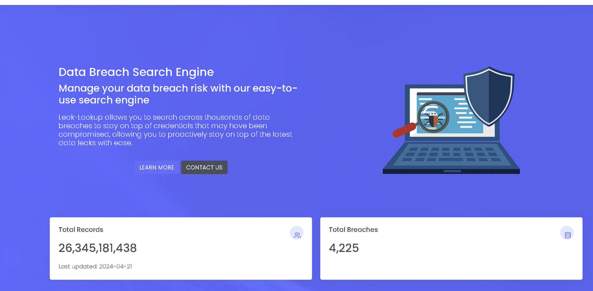 📷 Leak-Lookup search in DATABREACHES 
leak-lookup.com/breaches
Have intel quick on the last breaches 
You can use the API freely or via a paid version