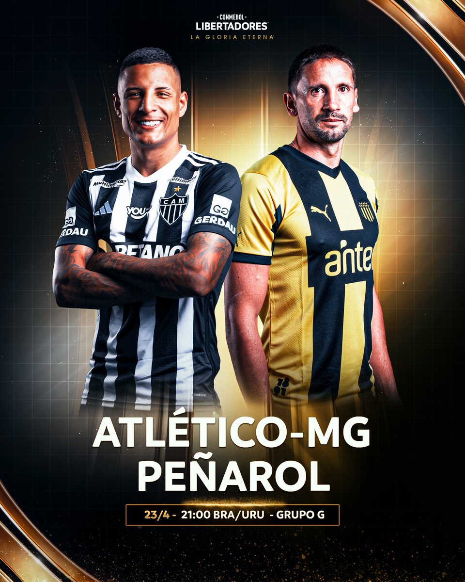 🇧🇷⚽🇺🇾 ¡Noche con duelo de campeones en la CONMEBOL #Libertadores! 🔥 Por el Grupo G, se enfrentan @Atletico y @OficialCAP 🤔 ¿Quién ganará? 🏆 #GloriaEterna