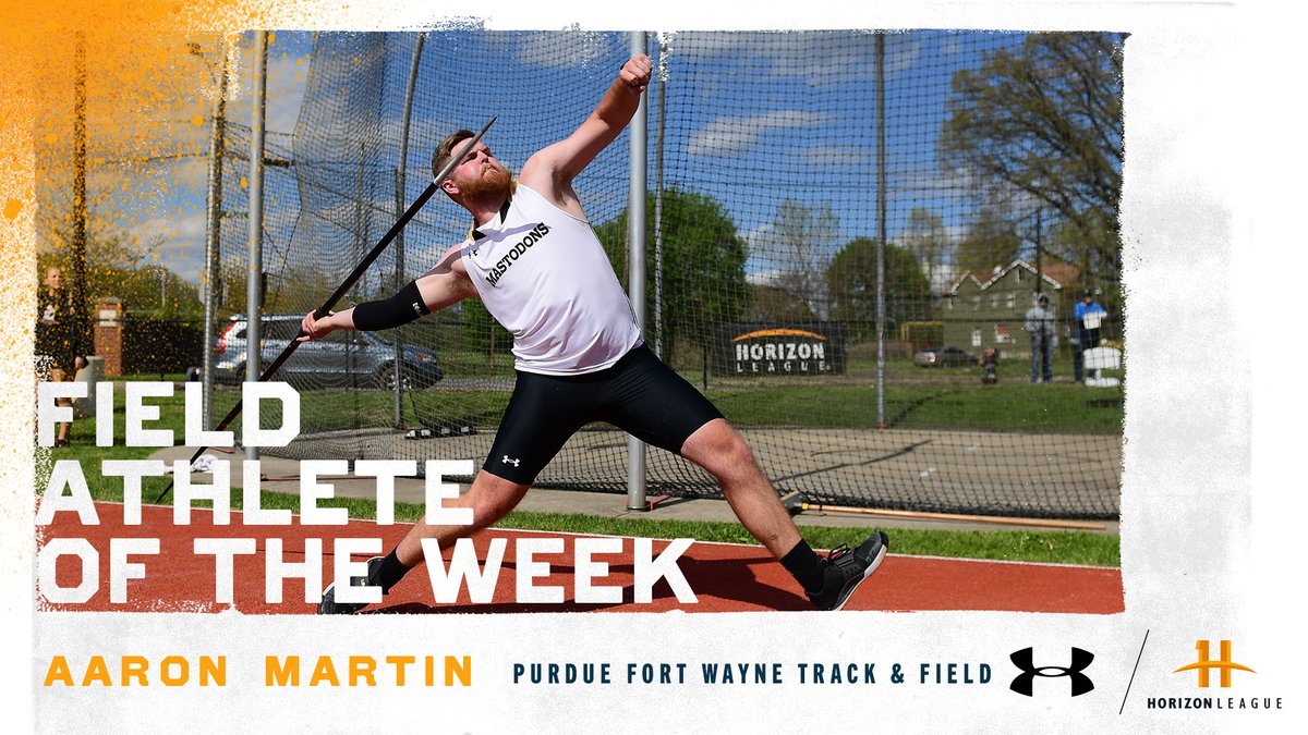 HorizonLeague's tweet photo. Our @UnderArmour Outdoor #HLTF Men’s Field Athlete of the Week is Aaron Martin of @MastodonTFXC!

👟: https://t.co/RDIXUmvy5Y
#OurHorizon🌇 https://t.co/97Jk7JOYDl