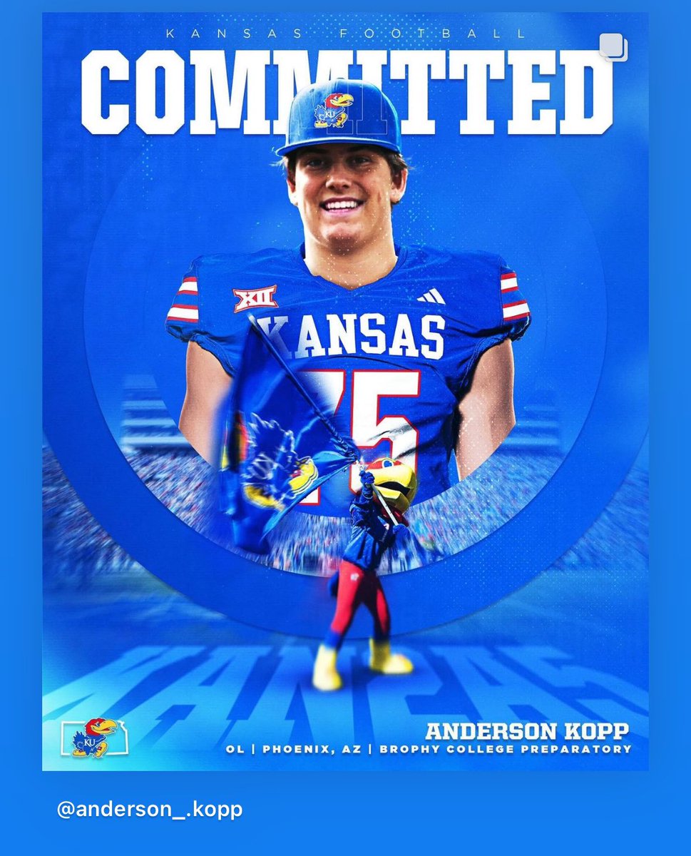 FootballBrophy's tweet photo. We have @KU_Football Jayhawk! Congrats @AndersonKopp2 !!! https://t.co/UJuO9G7feh
