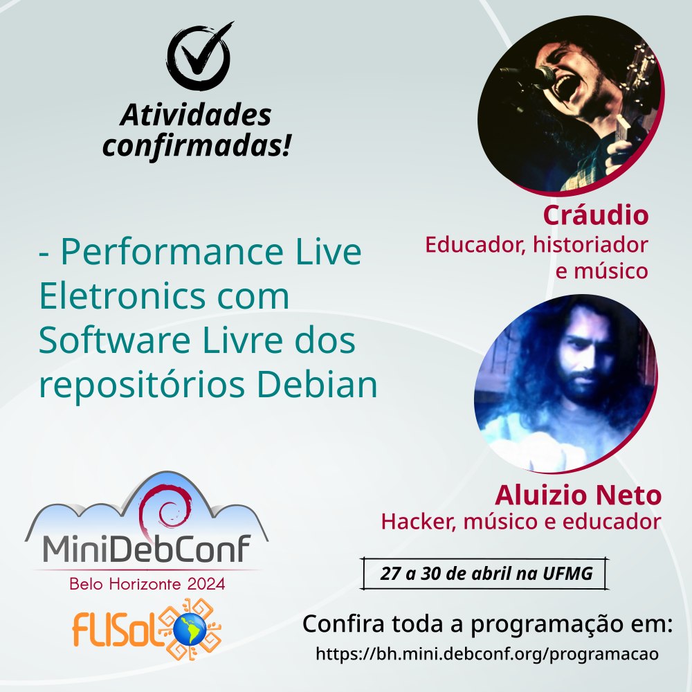 Veja a programação completa da MiniDebConf BH 2024 em: bh.mini.debconf.org/programacao #Debian