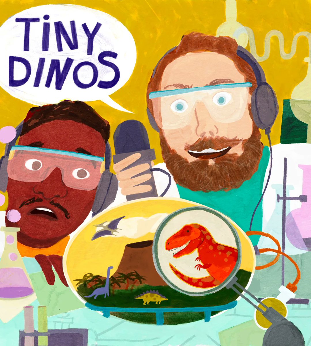 connorratliff's tweet image. TINY DINOS!  An improvised sitcom/talk show podcast starring me &amp;amp; James III as 2 best friends who are scientists who have made A SECRET THING.

1st episode drops May 7th!
Feat. special guests
Lauren Lapkus &amp;amp; @zachcherrygmail!

Trailer + article:
deadline.com/2024/04/hypero…