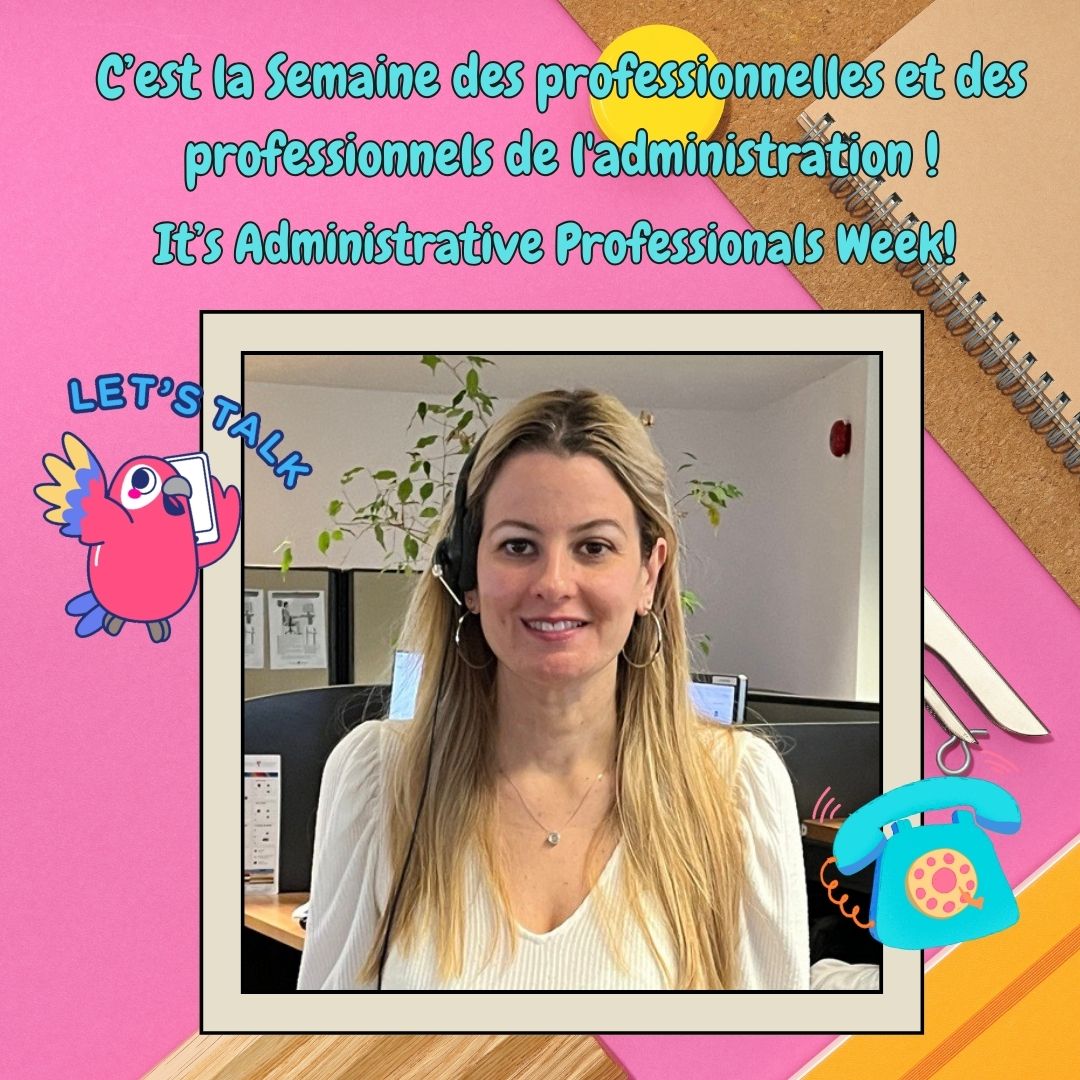 🥳 C’est la Semaine des professionnelles et des professionnels de l'administration ! Merci à Carmelina Ingrao, et à tous ses collègues, pour l'excellent travail qu'ils accomplissent. 🙏❤️ Pour en savoir plus sur son rôle important : 🔗 cusm.ca/nouvelles-et-h…