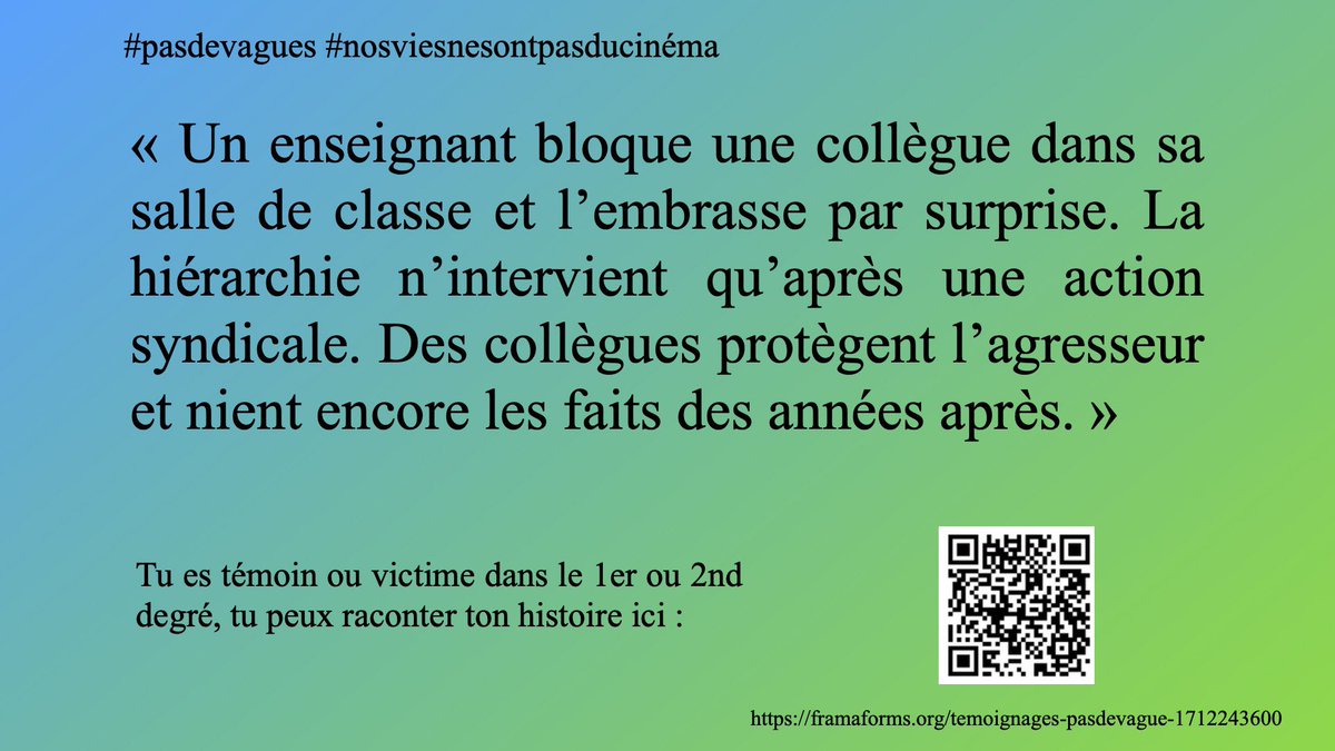 Le premier témoignage d’une malheureusement déjà trop longue série :

#pasdevagues #nosviesnesontpasducinema

 🧵5/5