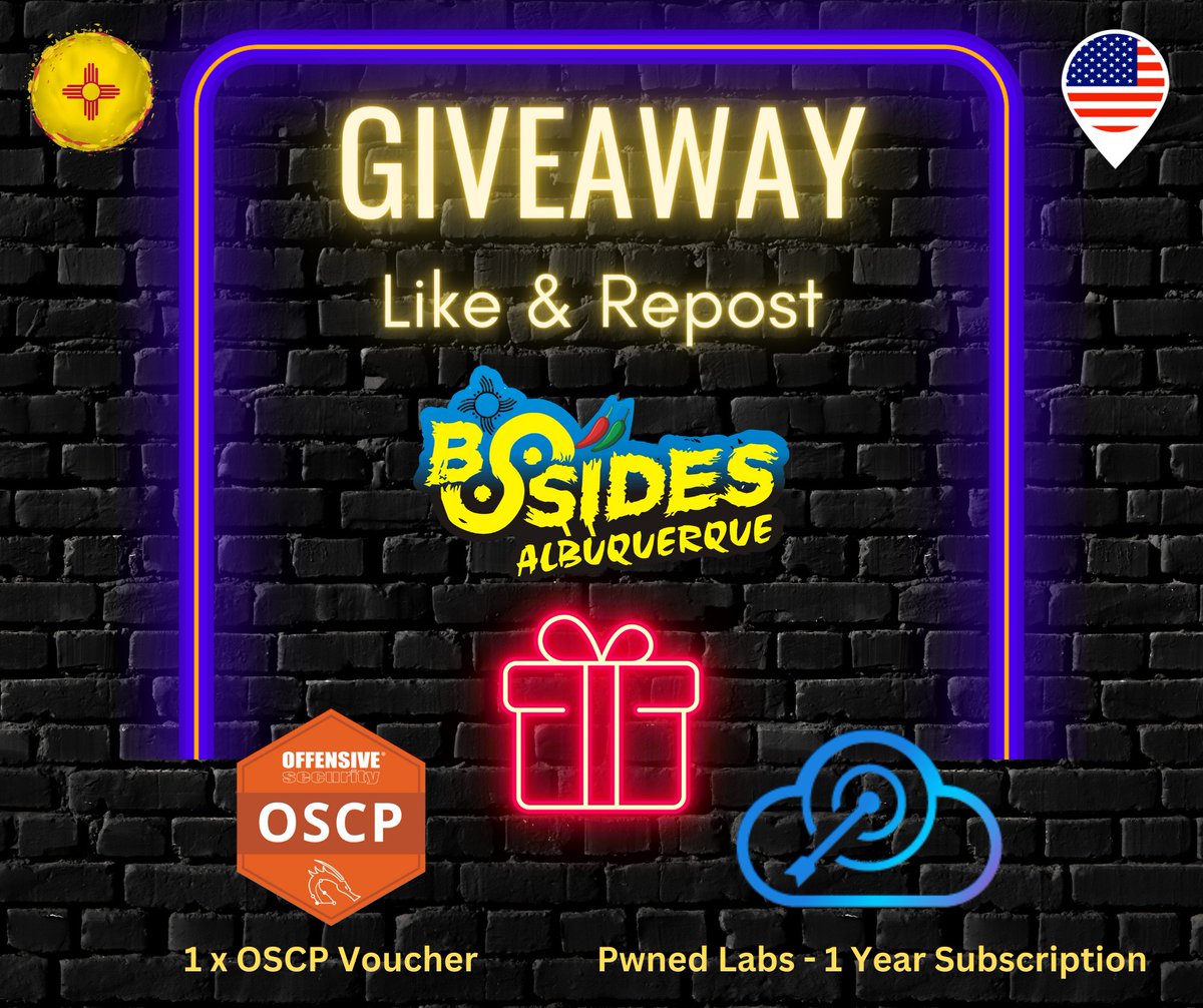 Security BSides Albuquerque (@bsides_abq) on Twitter photo πΜ² Μ²πΜ²πΜ²πΜ²πΜ²πΜ²πΜ²πΜ²πΜ² Μ²πΜ²πΜ²πΜ²πΜ² Μ²π ππ'π«π ππ π°πππ€π¬ ππ°ππ² ππ«π¨π¦ ππ‘π ππ―ππ§π. Win an OSCP course and a 1-year <a href="/PwnedLabs/">Pwned Labs</a> subscription! ππ»
β
To Enter:
Like & Retweet this post!
π Winner announced on May 1st, 2024!
ππΜ²πΜ²βΜ²πΜ²πΜ²π²Μ²π¬Μ² πΜ² Μ²πΜ²πΜ²πΜ²πΜ²πΜ²πΜ²πΜ²πΜ² Μ²πΜ²πΜ²πΜ²πΜ² Μ²π ππ'π«π ππ π°πππ€π¬ ππ°ππ² ππ«π¨π¦ ππ‘π ππ―ππ§π. Win an OSCP course and a 1-year <a href="/PwnedLabs/">Pwned Labs</a> subscription! ππ»
β
To Enter:
Like & Retweet this post!
π Winner announced on May 1st, 2024!
ππΜ²πΜ²βΜ²πΜ²πΜ²π²Μ²π¬Μ²