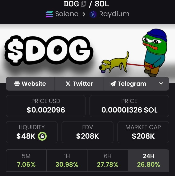 Massive moves already Let's get to $500k Market Cap Ticker is $DOG @SolanaDOG_