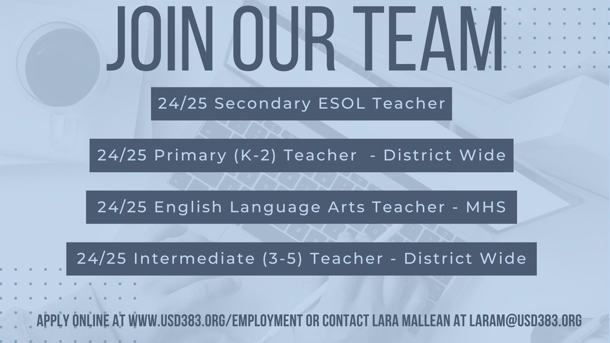 Come join our team!  usd383.tedk12.com/hire/index.aspx