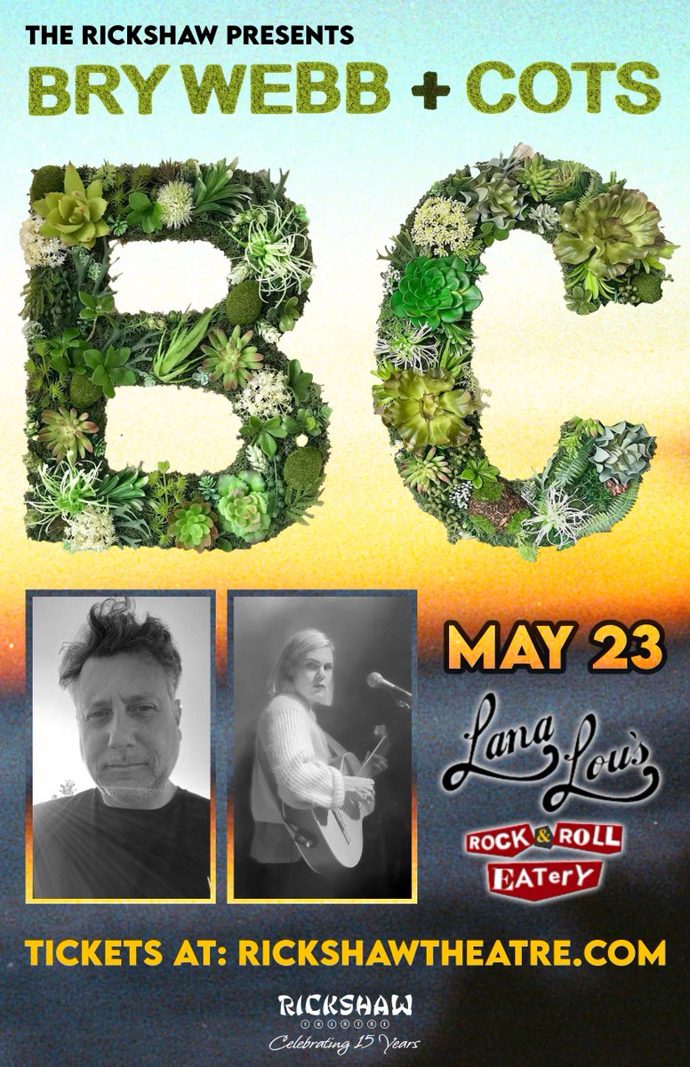 RickshawTheatre's tweet photo. MAY 23RD - BRY WEBB &amp; COTS
Canadian Singer-Songwriter @bry_webb (best known as lead vocalist of Constantines) is coming @LanaLousfood's next month with guest opener, Cots. 🎶

Get your tickets now! 🎫
TIX: https://t.co/7YhIUQVuIx
Presented by The Rickshaw. https://t.co/7I7nbrCk5K
