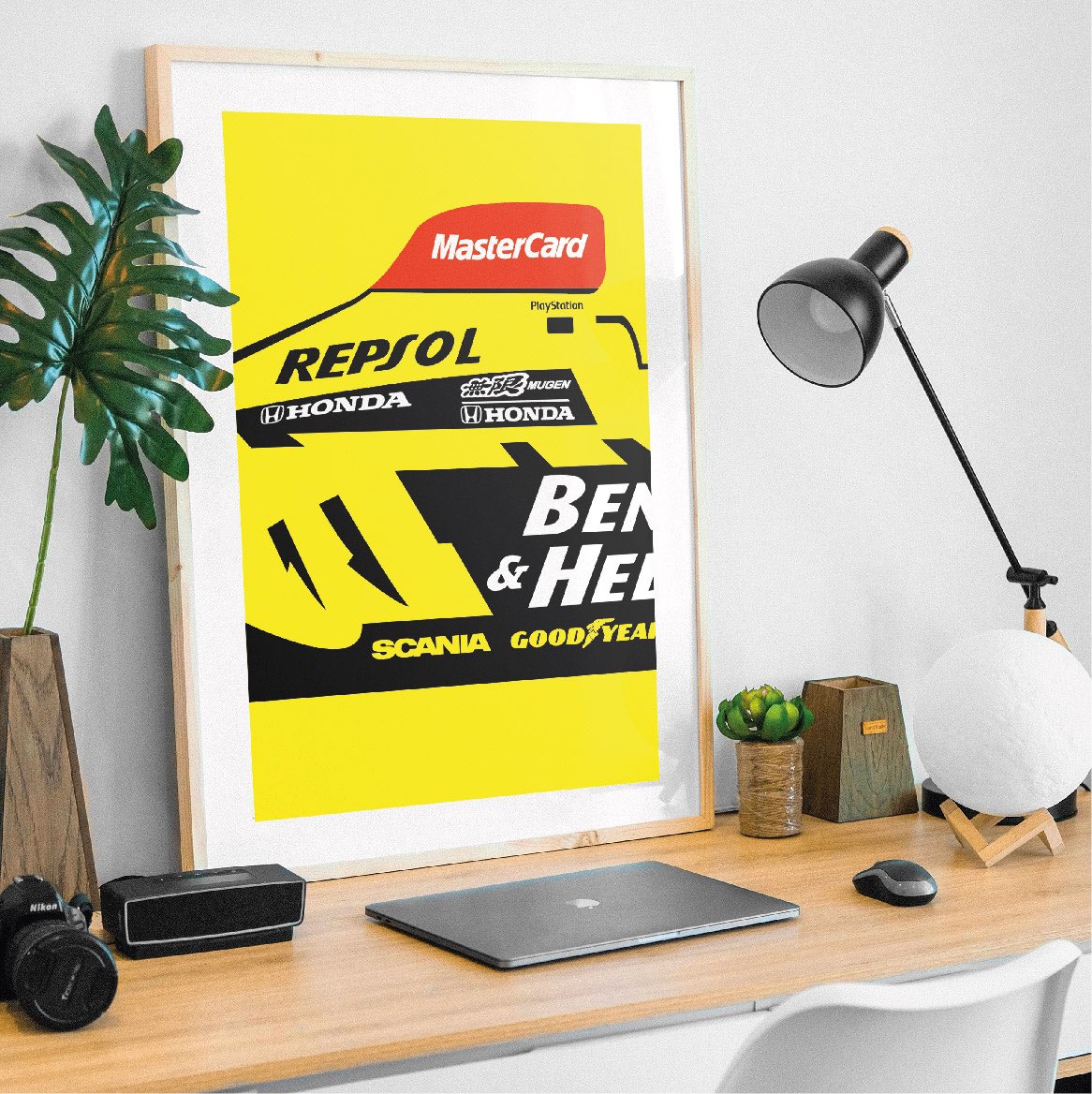proprintshop's tweet photo. @F1JordanGP 2 years earlier at a very wet 98 British GP, and my 98 graphic prints of the Jordan 198 🐝💛🏁 https://t.co/9qEm2Bi8jP