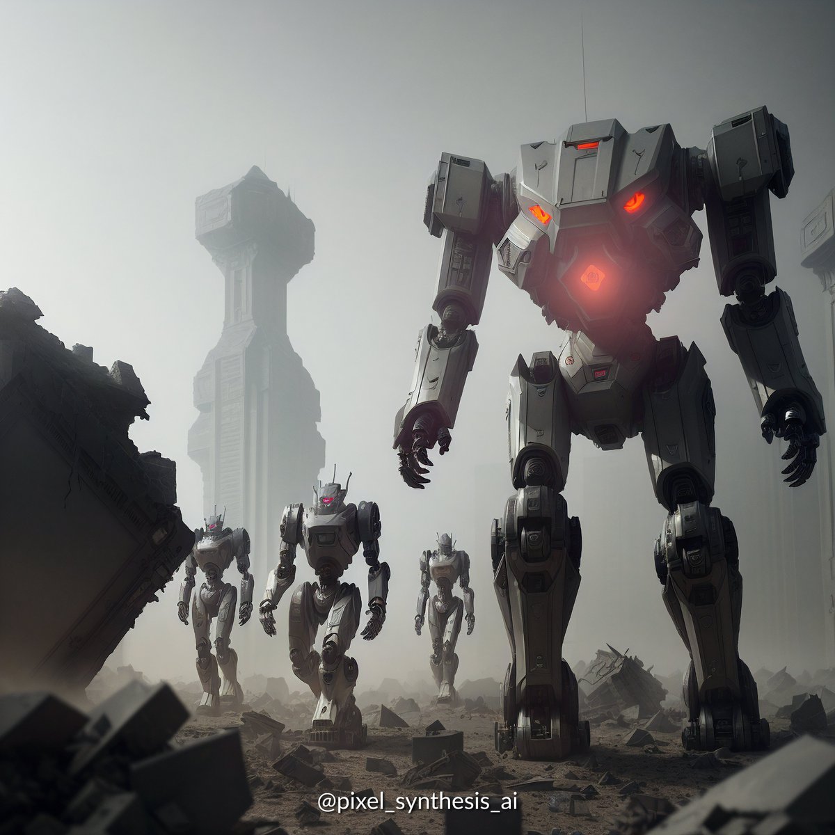Behold the impending arrival of the 'Robot Army', imagined by AI 🤖💥🔥.

#aiart #aigeneratedart #stablediffusionart #sdxl #huggingface #openai #chatgpt #civitai #airender #aiimage #aiimagery #digitalart #masterpiece #robot #robotarmy #mecha #aiartist #aiartistry #aicreation