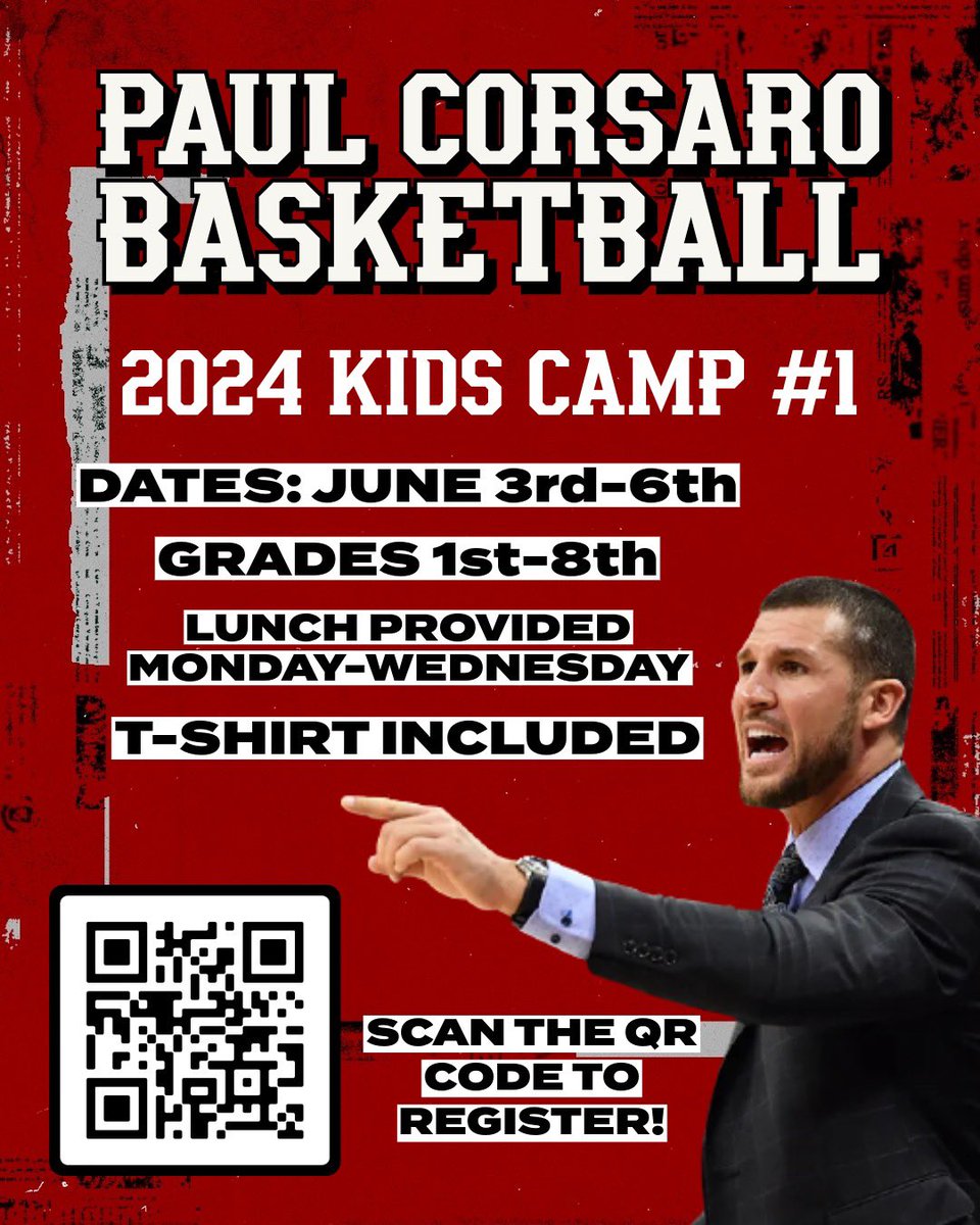 “Early Bird” Rates and DISCOUNTED PRICING ends in ONE WEEK (April 28th). Don’t miss the chance to SAVE 💰💰💰 Sign up today to secure your spot‼️ paulcorsarobasketball.com/kids-camp