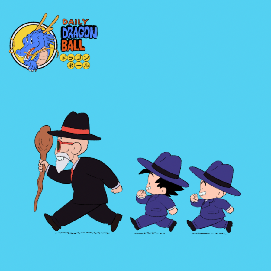 Daily Dragon Ball, episode 19 part 2. Master Roshi and his students head to the World Martial Arts Tournament and lookin’ snazzy!