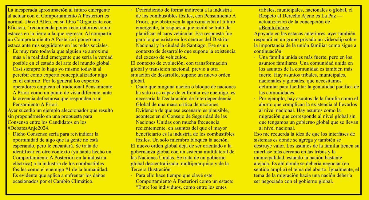 gmh_upsa's tweet photo. @rcavada @YoQPagoTolaLu @ANJE_RD @tutoguerrero @joseneltong @SolDisla @kathernandez @JeanSuriel @JoseMonegro @mayrapoueriet @PachyRamirez @Addisburgos @donfelixspm @el_pais Con el Comportamiento APosteriori #APosterioriBehavior “Propuesta de un consenso entre los candidatos en los #DebatesAnje2024,” clavé ayer antes de los debates Senatoriales. Para el debate  Vicepresisdencial comparto la imagen #SocialBusiness3DoC con los temas aborto y migración. https://t.co/vxdLTABTmt