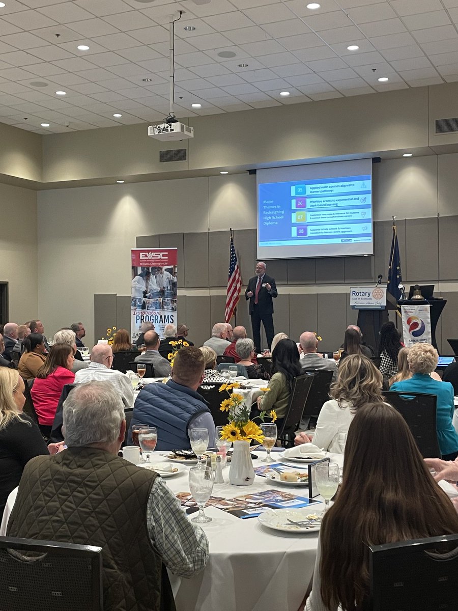 Way to pack a room! ⁦<a href="/EVSC1/">EVSC</a>⁩ #StateOfOurSchools today ⁦<a href="/evrotary/">Evansville Rotary</a>⁩ ⁦<a href="/Rotary/">Rotary International</a>⁩ learning about our innovative schools.