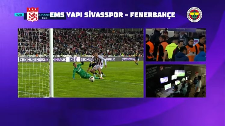 👀 Sivasspor-Fenerbahçe maçında verilen olaylı penaltının VAR kayıtları açıklandı. Cihan Aydın: 'Tamam. Bu pozisyon dikkatsiz müdahale. Penaltı ve sarı kart veriyorum. Benjamin Brand: 'Evet, onaylıyorum.'