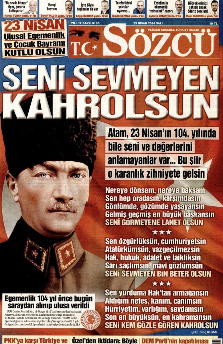 Atatürk’ü sevmeyen birisi olduğumu baştan beyan ederek bu aşağıdaki 80’ler Arabesk albüm ismine benzeyen manşet ile ilgili bir kaç kelam etmek istiyorum. Atatürkçülük 100 yıllık tarihindeki en içi boş, en beyinsizce uygulandığı zamanı yaşıyor. Bir tarafı İrancı sapkınların, bir…