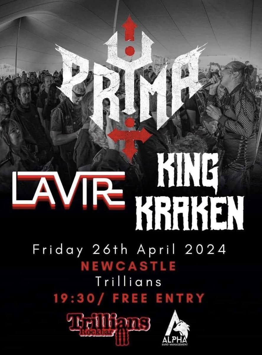 #Newcastle We got your Friday night sorted. We'll be playing with @PRYMAUK and @KINGKRAKENUK at Trillians. And it's FREE ENTRY! Let's gooooooo!