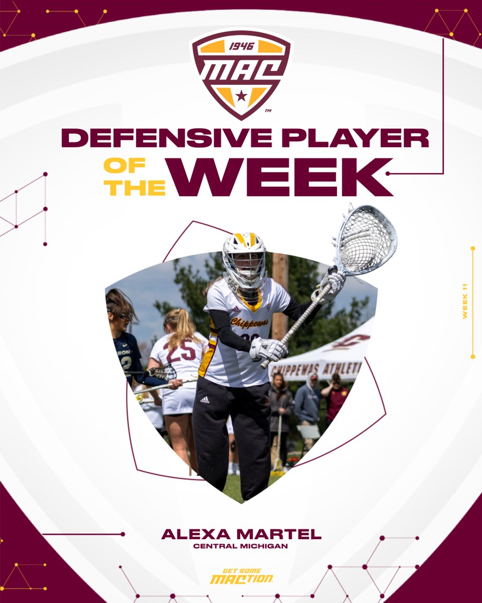 Alexa Martel posted 16 saves in Central Michigan’s 11-7, top seed-clinching win over Akron. With her performance, Martel reset her own single-season saves record to 183, extending her NCAA Division I lead in total saves.  Additionally, Martel posted season-high .696 save