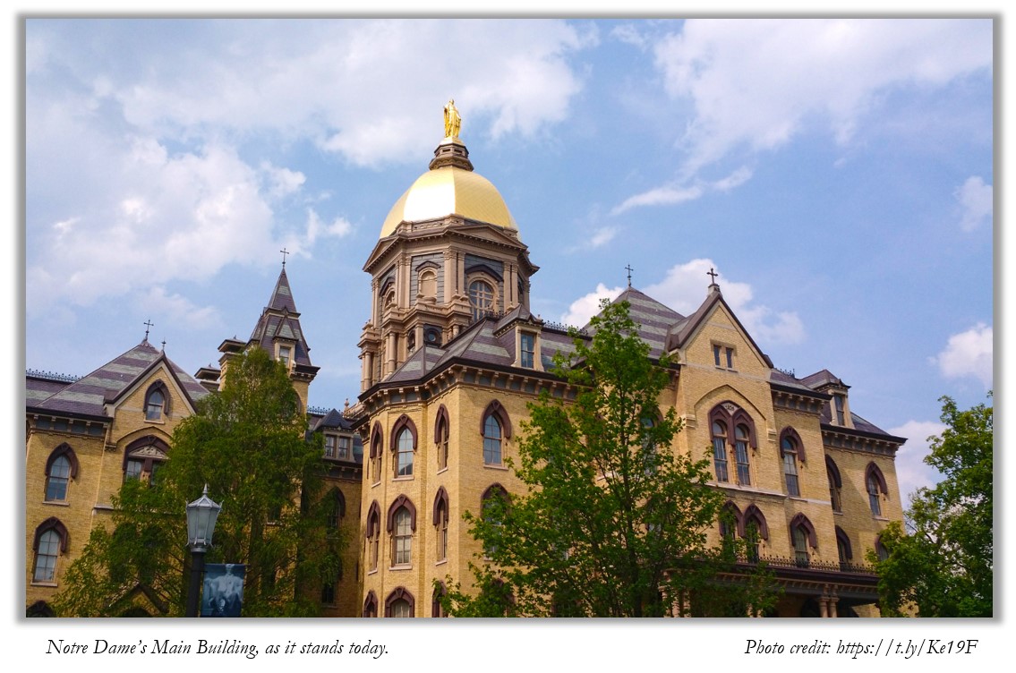 This day in #history (1879): The “Great Fire” destroys five buildings at the University of Notre Dame. When University founder Father Edward Sorin heard the news, he vowed to rebuild—but bigger and better! /1 of X #America #storytimethreads 🧵👇