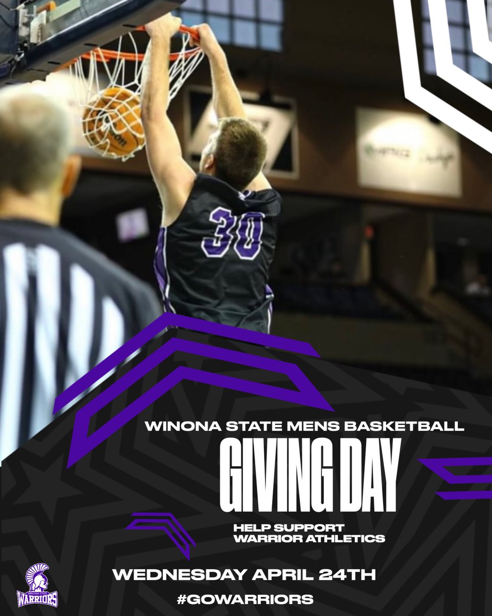 Tomorrow is Giving Day for Warriors Athletics! Help support your Men’s Basketball Program by clicking the link in this post or in our bio! All contributions are greatly appreciated 💜 #GoWarriors 

gameday.winona.edu/pages/home-2392
