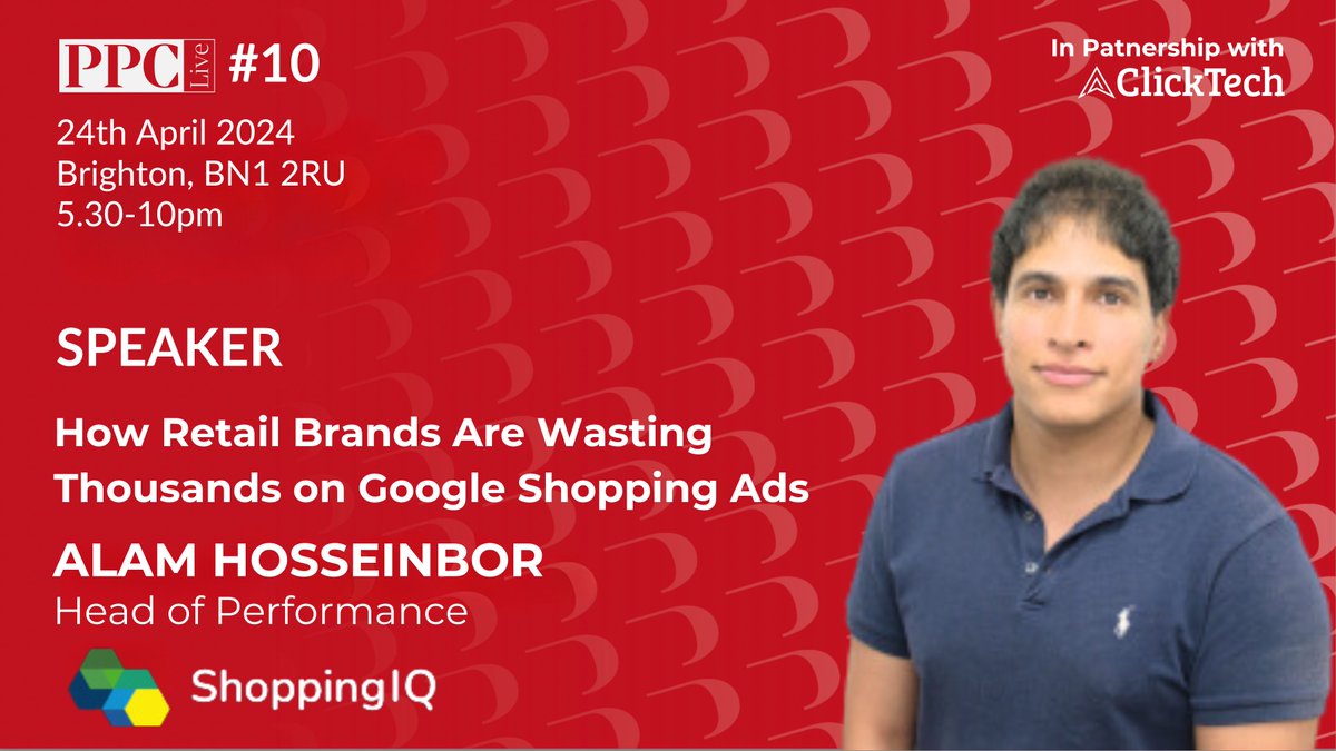 shoppingiq_tech's tweet photo. How retails brands continue to waste thousands of pounds on google shopping ads? Join us tomorrow at PPC Live (24th April 2024) as we discuss this challenge and how to finally resolve it!

#ppclive #shoppingiq #googleads #pmax #ecommerce  #brightonseo #alamhosseinbor https://t.co/GGgXfLiBQG