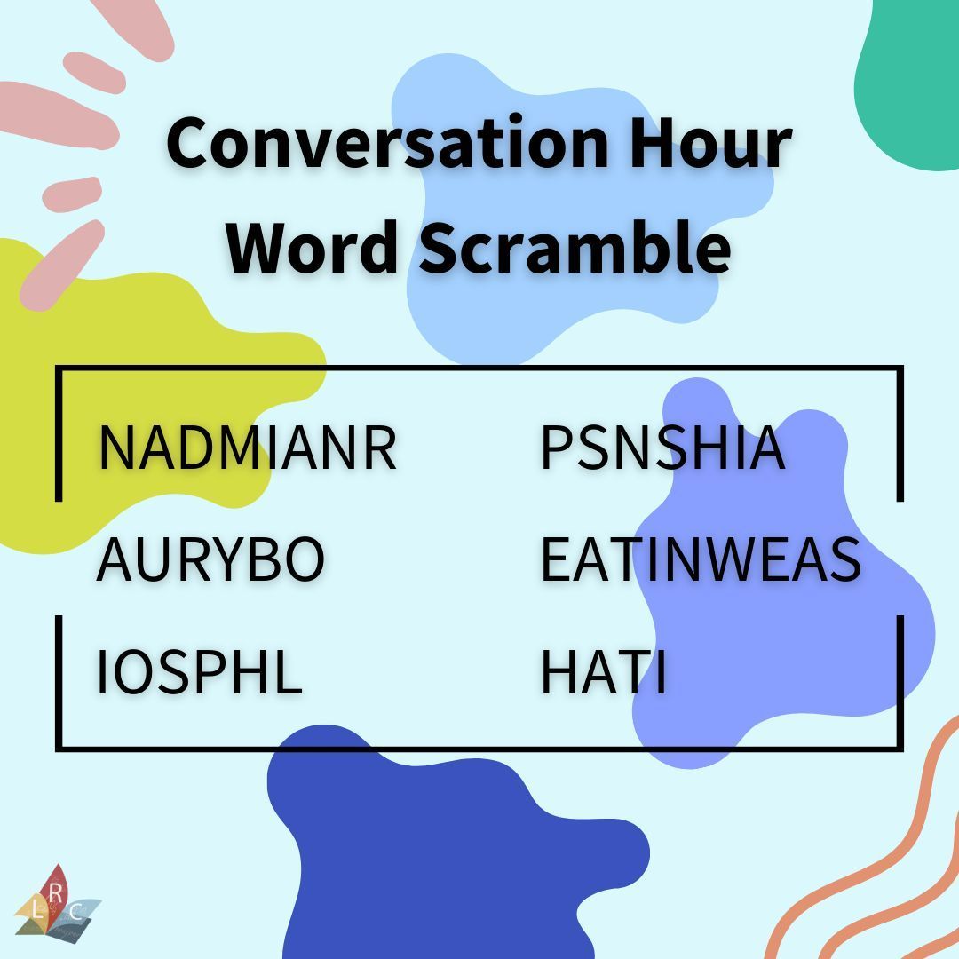 Curious about the LRC Conversation Hours? Unscramble the words to discover some of the amazing language offerings meeting each Tuesday! Full schedule at lrc.cornell.edu/conversation-h…