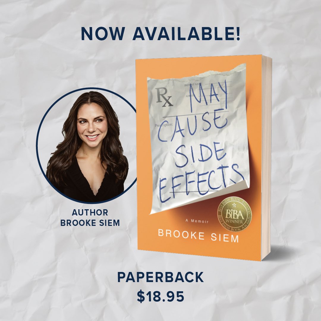 May Cause Side Effects by <a href="/BrookeSiem/">Brooke Siem — Subscribe to my Substack</a> is now available in paperback! 

This is an unforgettable memoir about the turmoil of antidepressant withdrawal and the work it takes to unravel the stories we tell ourselves to rationalize our suffering.

amazon.com/gp/aw/d/194948…

#newrelease