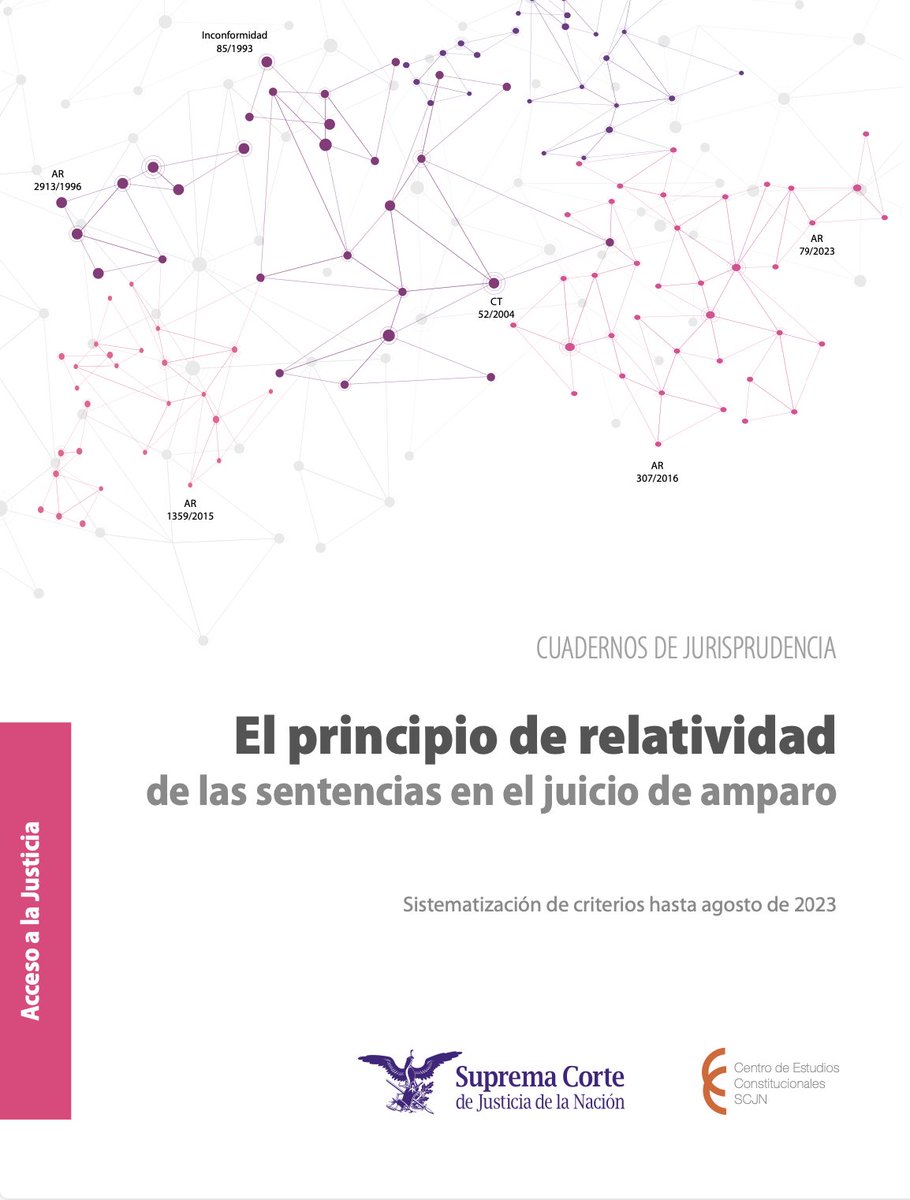 Conoce los casos de la @SCJN en torno al principio de relatividad de las sentencias de amparo en este #CuadernoDeJurisprudencia. Consúltalo o descárgalo de manera gratuita aquí 👉 sitios.scjn.gob.mx/cec/editorial/…