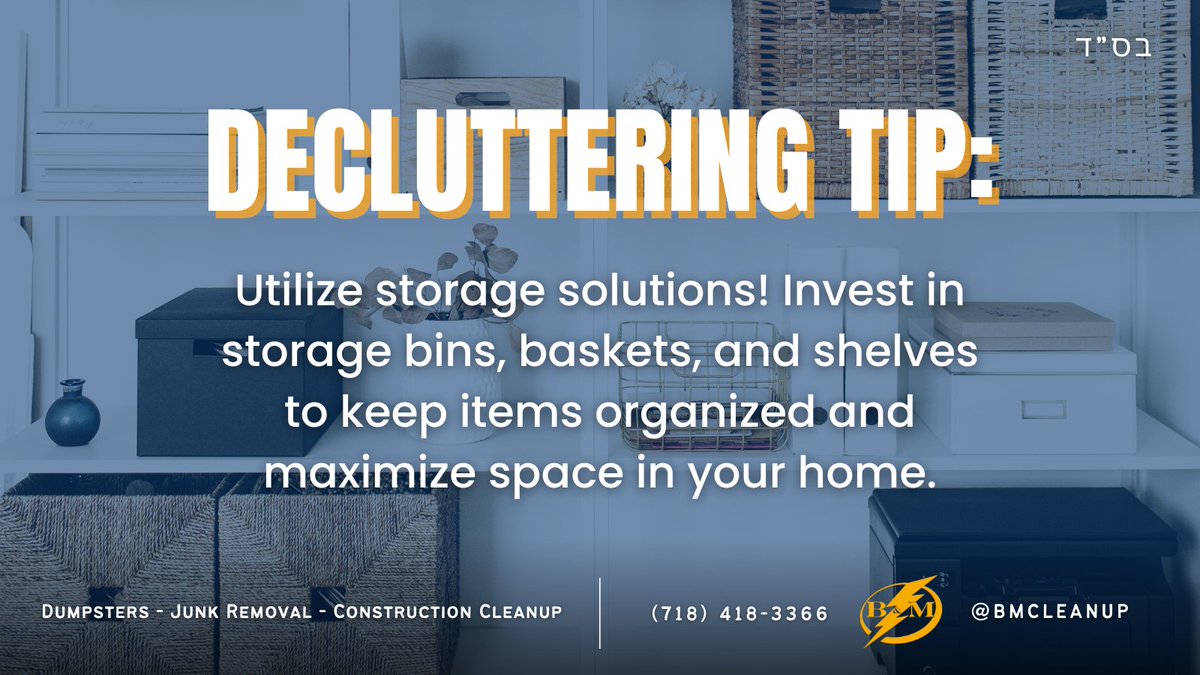 BMCleanup's tweet photo. Not sure how to begin decluttering? We suggest starting with small sections or focusing on one room at a time. It also helps to use labeled storage containers to prevent feeling overwhelmed and to maintain organization throughout the process.

#bmcleanup #clutterfree #cleanup https://t.co/Qul1haxKpd