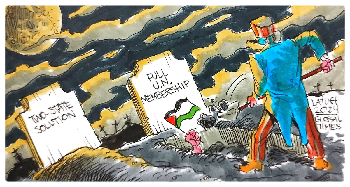 The US blocks #Palestine's path to full #UN membership. @globaltimesnews @_ValiantPanda_ #Gaza