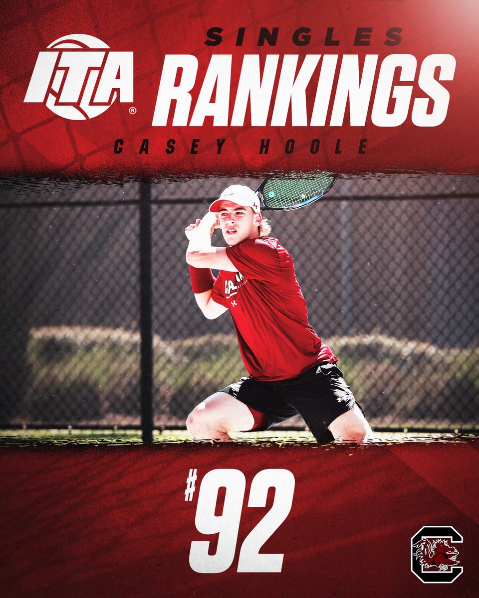 BIG week in the @ITA_Tennis singles rankings for the Gamecocks as Toby moves up to a season-high No. 8, James earns his first ranking of the season and Casey jumps back up into the top-100 👀