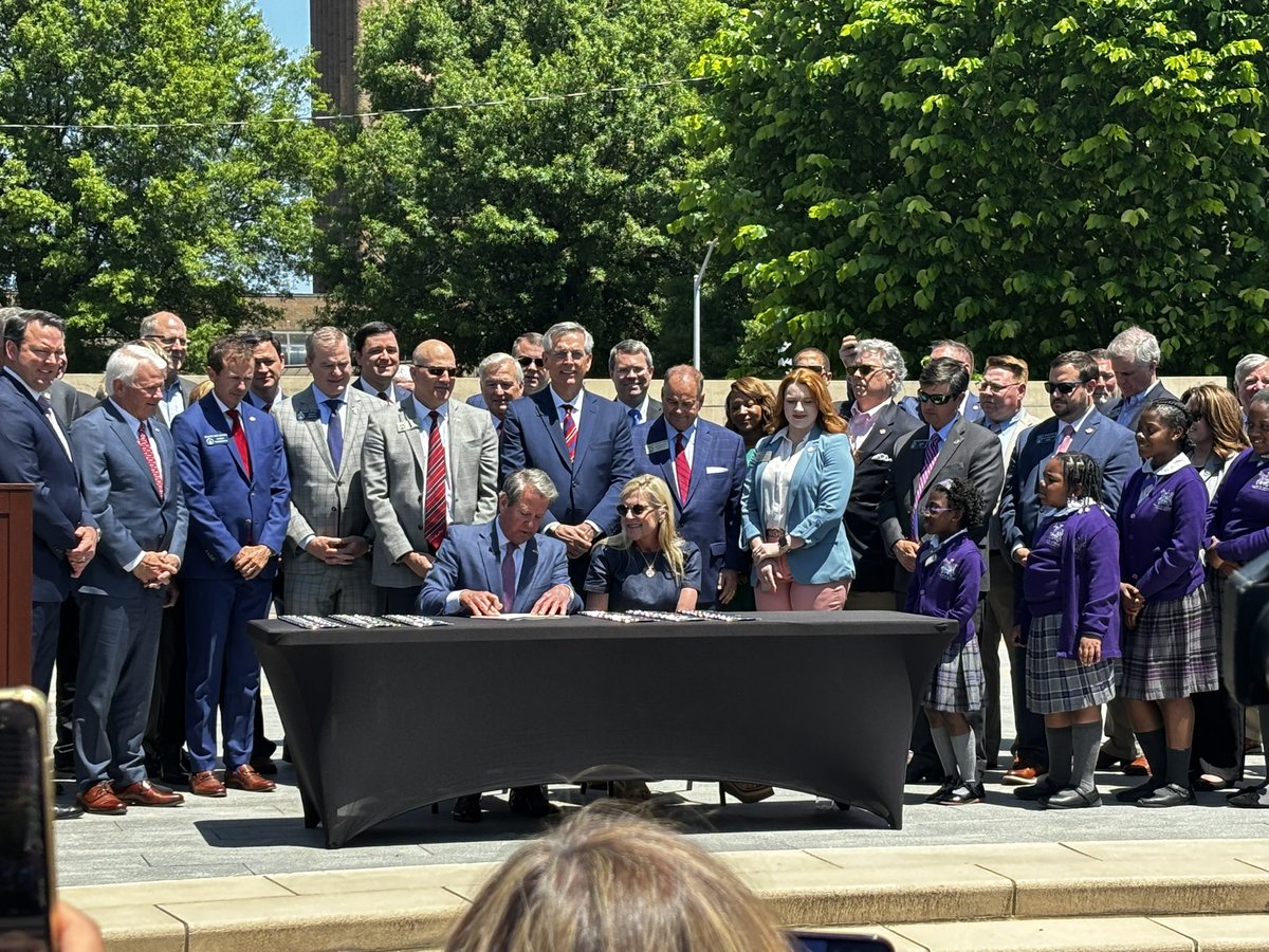 bluestein's tweet photo. Georgia @GovKemp just signed a school voucher measure that clears the way for private school students in low-performing schools to receive direct state subsidies. #gapol https://t.co/PMVPeLQyI8