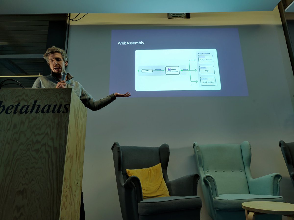 Kicking off the night at Rust Berlin with <a href="/ryan_levick/">Ryan Levick</a> telling us about SpinKube, from <a href="/fermyontech/">Fermyon</a>!