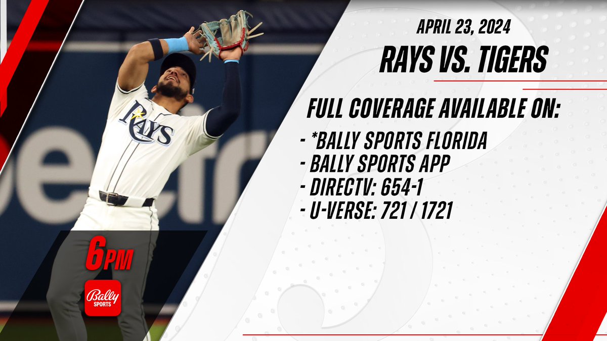 Hey @RaysBaseball fans: Tonight’s game vs. the Tigers will air on Bally Sports Florida for cable viewers. As usual, the coverage is also available on the Bally Sports app.