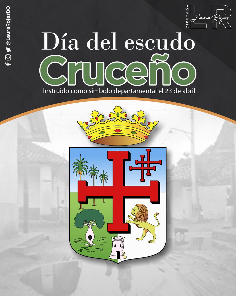 LauraRojasBO's tweet photo. Honramos el emblema de nuestro departamento, otorgado en 1636 por el rey de España, Felipe IV. 
Nuestro escudo es un símbolo de nuestra identidad y nos llama a la unidad como cruceños. https://t.co/DMxKqTLTf9