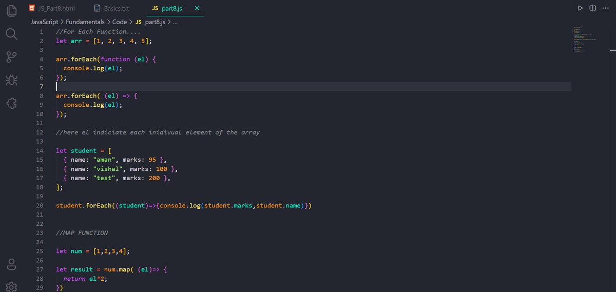 shivam24rai's tweet image. Day 11 of #100DaysOfCode 🚀
In #Javacript learned about :
1. Array Methods
2. map function
3. filter function
4.ForEach Function
5.Revised Arrow Function
#webdevelopment #css #javascript #coding #100daysofcodechallenge