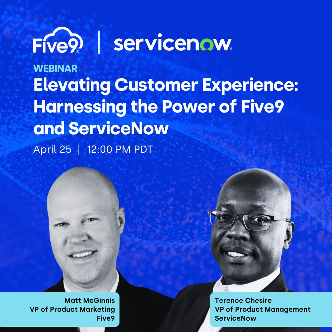 Join Five9 and @ServiceNow as they discuss joint success stories that elevate #CX and what you can expect next from our partnership. Register now. #PartnerPowered spr.ly/6014be9Og