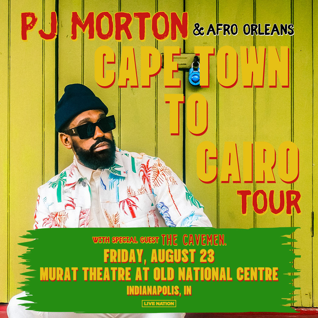 JUST ANNOUNCED 📣 ⭐ PJ Morton – Cape Town to Cairo Tour with special guest The Cavemen 📅 Friday, August 23 📍 Murat Theatre 🎫 Presale Thursday, April 25 at 10 AM (Code: INDY24) | On Sale Friday, April 26 at 10 AM livemu.sc/4aJmT35