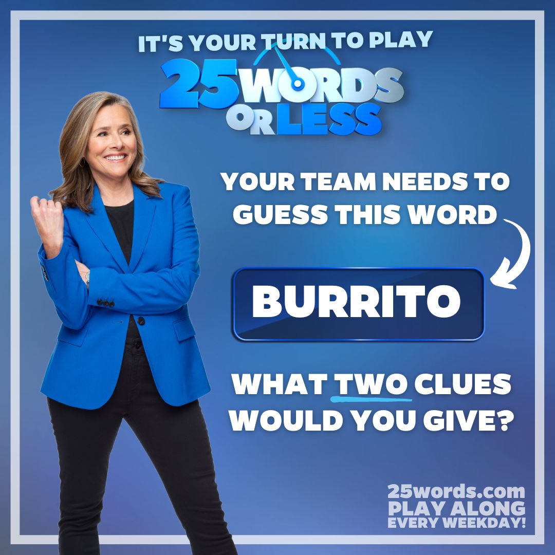 Spill the beans on the best clues you'd give your team! Don't miss ALL NEW episodes of #25WordsorLess every weekday! 25words.com for local listings! 📺️ #gameshow #meredithvieira #playalong #guessinggame #boardgame